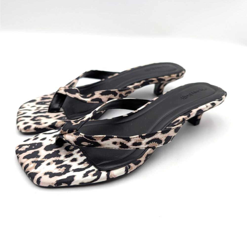Open Edit Tori Slip-On Kitten Heel Sandal Women's Leopard Size US6M EU36